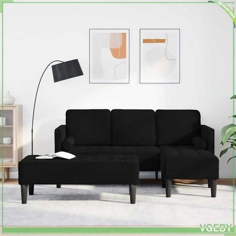 Canapé d'angle 3 places - Modèle 3329270 - Velours - Noir - 173 x 131 x 67 cm (1/5)