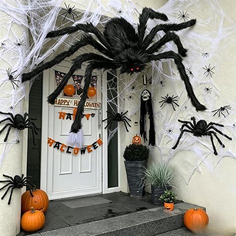 Spider, 26 x Décoration réaliste et 60 g Vêtements d'araignée, Décorations d'araignée en peluche pour décor Web d'araignée maison hantée, fête (1/5)