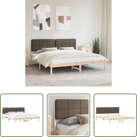 Kopfteil - Bettgestell mit gepolstertem Kopfteil Taupe 180 x 200 cm (1/5)