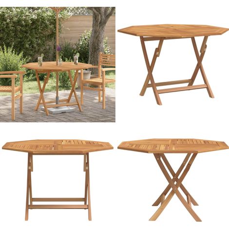 Mesa de jardín plegable madera maciza de teca 110x110x75 cm - Mesa de exterior - Madera de teca