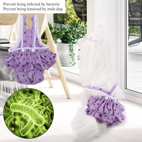 Culotte hygiénique menstruelle en coton respirant à pois doux pour chien et chiot (violet, XXL) (1/5)