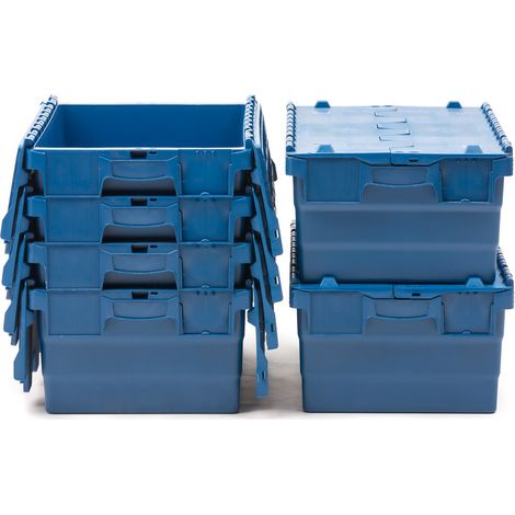 Pack de 6 Cajas Plásticas Integra 40x60x25 cm Azul Apilables 45L