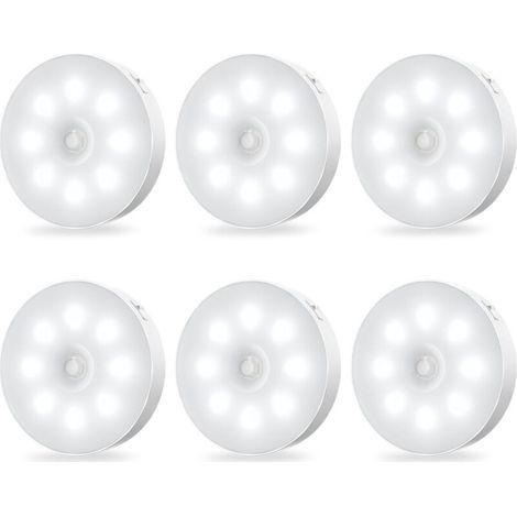 Lampes d'armoire à détecteur de mouvement - Rechargeables , autocollantes , capteur , veilleuses LED à luminosité constante , lot de 6 (1/4)