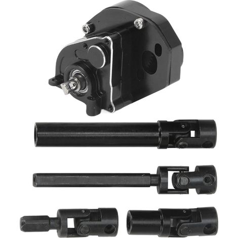 Ensemble boîte de vitesses et arbre de transmission en alliage d'aluminium noir pour voitures RC Axial SCX24 1/24. Accessoires de qualité supérieure. (1/5)