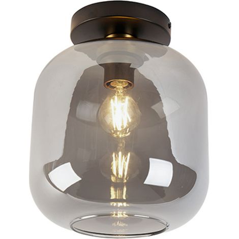 Design Deckenlampe schwarz mit gold mit Rauchglas - Zuzanna