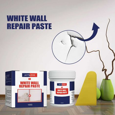 Mehrzweck-Wandreparaturpaste, weiß, für Wandinstandhaltung, Renovierung, Spachtelarbeiten, Reparaturen, Ausbesserungsarbeiten an Wänden im Haushalt – 100 g + Spachtel -- DTEKGAZ (1/5)