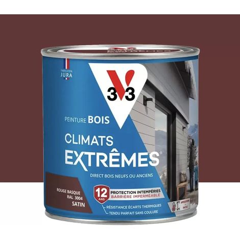 Peinture bois V33 Climats Extrêmes Satin Rouge Basque 0,5 L (1/3)