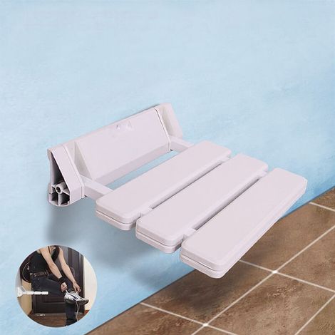Siège Rabattable pour Douche Mural ®,Peu encombrant,33 x 32 x 5cm,blanc (1/5)