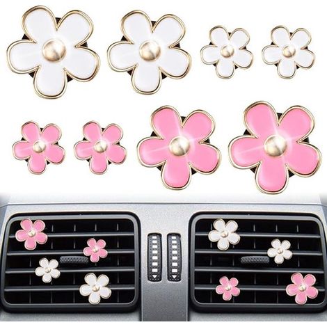 Clips pour désodorisant de voiture - Clips de ventilation - Diffuseur de voiture - Décoration de voiture - Accessoires auto - Clips de ventilation en forme de fleur - Parfum - Ornements désodorisants (1/5)