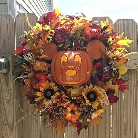Couronne décorative Mickey Citrouille, guirlande Halloween pour porte d'entrée, décoration extérieure de fête, ornement mural saisonnier