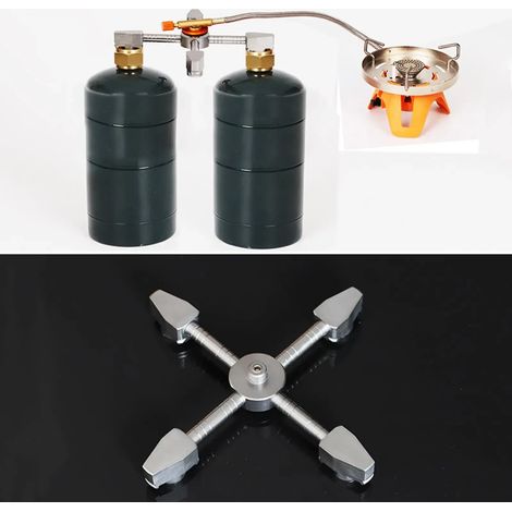 Adaptateur de connexion pour cartouche de gaz portable, connecteur de brûleur, convertisseur de réservoir, idéal pour la randonnée, le camping, les pique-niques, les barbecues et les réchauds de cuisi (1/4)