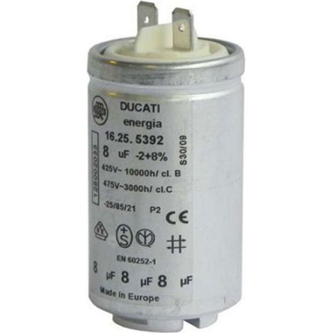 Condensateur 8 MF 450 V Pour Seche-Linge - Remplacement Compatible - 1 Unite