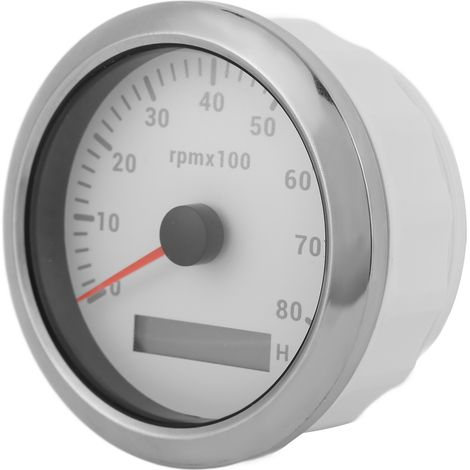 85-mm-Drehzahlmesser 0–8000 U/min, 7-farbige Hintergrundbeleuchtung, IP67 wasserdicht, Zeigeranzeige für Boote/Wohnmobile, 9–32 V, Weiß (1/5)