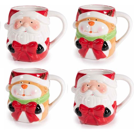 Tazze natalizie Babbo Natale e renna in ceramica decorata con rilievo (1/3)
