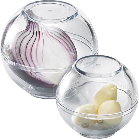 Lot de 2 boîtes de conservation hermétiques ail et oignon transparent 2572
