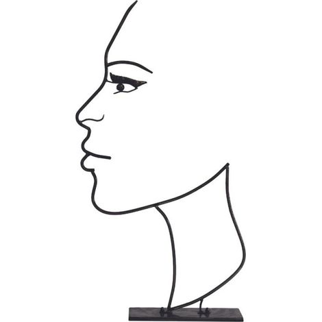Déco jardin métal visage fil ombre noire - Noir 80 cm (1/3)