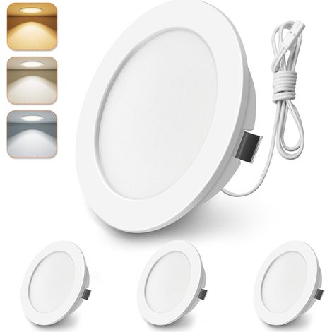 Lot de 6 Spot Led 12V(Not Dimmable),3000K 4000K 6000K Spot Led Encastrable 12V,4W Ø55-58mm Découper IP44 Pour Sous Armoire,Cuisine,Camping-car,Caravane,toit,Nickel (1/5)