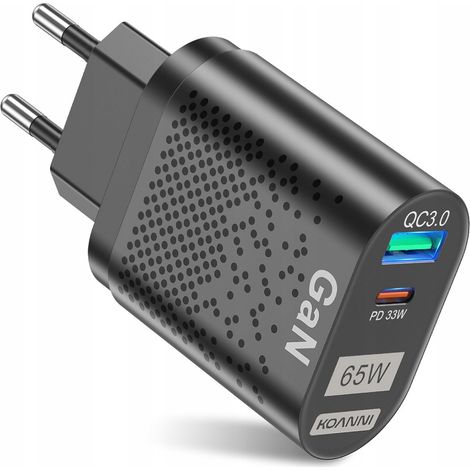 QC + PD 65W GaN-Wandladegerät mit Schnellladefunktion 3.0