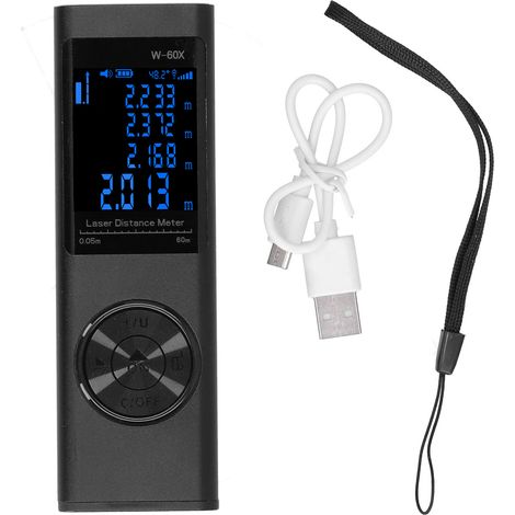 W‑60X Infrared Laser Distance Meter Handheld Range Finder Measuring Tools Black 0.05‑60m