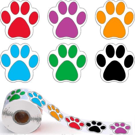 Autocollants décoratifs en forme de pattes de chien pour enfants, 500 pièces, 3,8 cm, 6 couleurs, étiquettes autocollantes. (1/5)