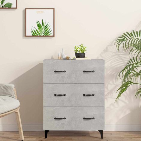Buffet - Armoire de rangement Enfilade Gris béton 69,5x34x90 cm Bois d'ingénierie BV885814 - BonneVie (1/5)