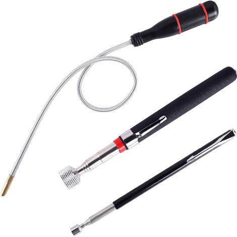 Aimant Telescopique Magnétiques Télescopiques: 3 Pcs Outil de Ramassage Magnétique Flexible - Aimant Mecanique Auto Pour Ramasser de Petites Pièces,Objets Métalliques(1.5 LB 3 LB 5 LB) (1/5)