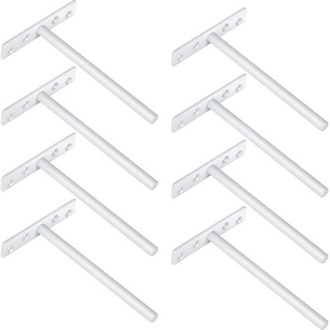 Equerre Etagere Murale Fixation Flottante Invisible, Support Etagere Murale en Métal, Tablette Flottante Support Charge Lourde, Longueur 150MM, Blanc Brillant 8 Pcs (1/5)