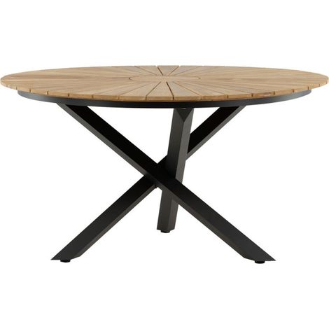 Table de Jardin Ronde "Mexico" 140cm Naturel & Noir (1/5)