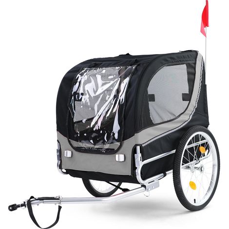Remorque vélo remorque chien pliable pour animaux de compagnie gris noir jusqu'à 40 kg (1/5)
