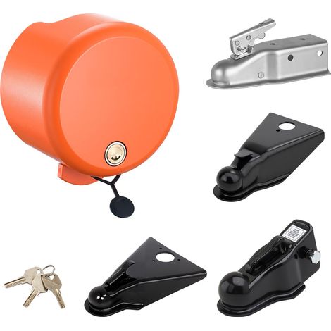 Antivol de remorque, attelages à boule droite 47,5, 50,6 et 58,6 mm, robuste avec 4 clés, chaînes de sécurité, camping-car (1/5)
