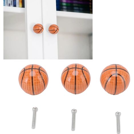 Ensemble de 3 poignées de tiroir en céramique de style balle, type ballon, pour meuble de cuisine ou maison. (1/5)