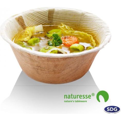 Assiette jetable 500 ml en feuille de palmier - 100 pièces - Ecobioshopping