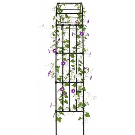 Arche de jardin en métal, noir, 220 × 50 × 260 cm, treillis support pour plantes grimpantes et rosiers, arceau de décoration extérieur pour terrasse et jardin (1/5)