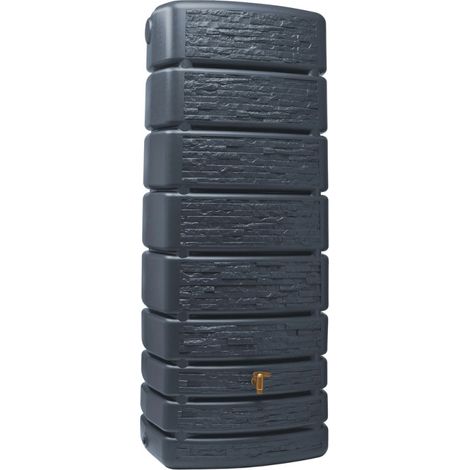 Réservoir d'eau de pluie grise 500 litres Réservoir décoratif 75 x 51 x 184 cm Conteneur de stockage d'eau de pluie (1/5)