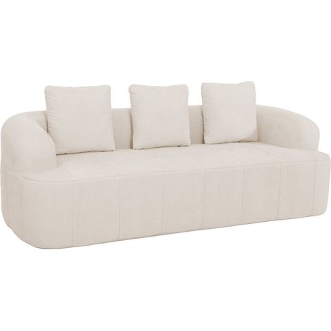 sweeek - 3-Sitzer Sofa mit Stoffbezug, Stoff, Antikweiß (1/5)