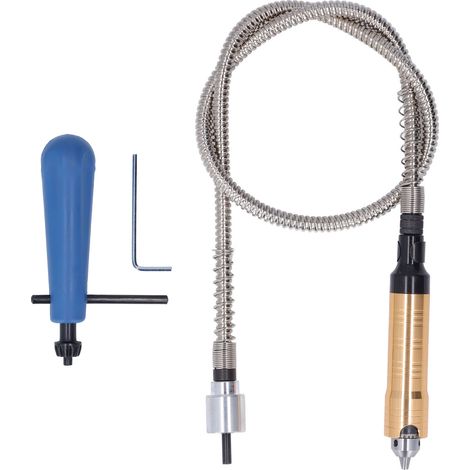 Adaptateur mandrin flexible avec tige d'extension pour perceuse rotative et meuleuse, joint 6mm, serrage 0.3-6.5mm, 10000 RPM, kit 1 tige 1 poignée 2 clés (1/5)