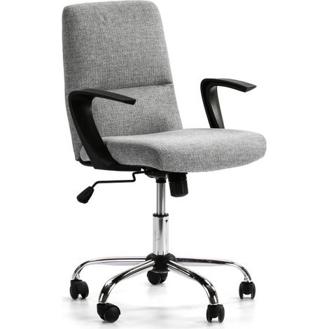 Fauteuil de Bureau relevable et reclinable Teo matelassé avec Tissu Gris Clair (1/5)