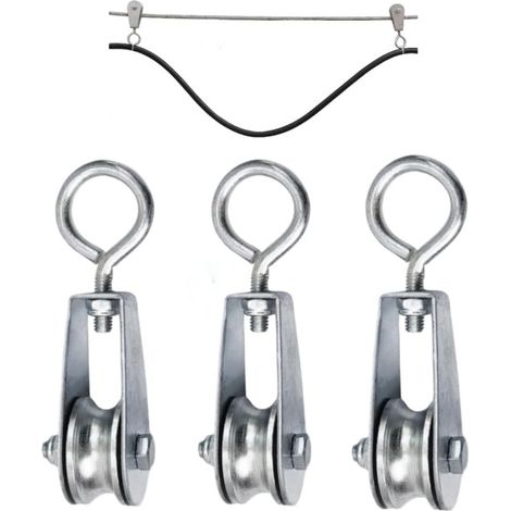 Lifting Pulley, 3 Packs Pulley with Bearings, 32mm Stainless Steel Gym Pulley, Single Pulley Set, Pulley, 360° Rotation, Pulley for Fitness Cable, Transport (1/4)