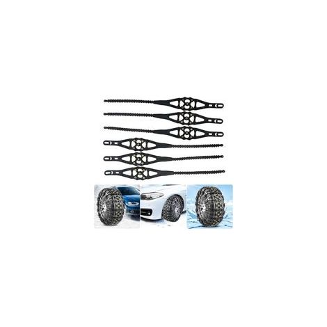 Lot de 6 chaînes à neige antidérapantes universelles pour pneus de voiture, chaîne antidérapante pour tout-terrain, neige, pour SUV, véhicules tout-terrain, voitures, camionnettes, etc