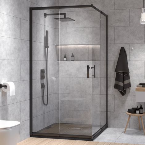 BADLAND Duschkabine Quadratisch 80x80 190 cm HELA Schwarz Eckdusche Duschabtrennung Transparent Glas 6 mm (1/5)