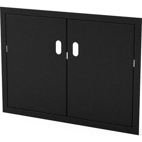Porte double pour barbecue et modules Kitaway 78x57 cm  Porte en acier noir pour barbecue intégré et cuisine extérieure (1/5)
