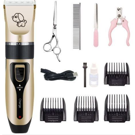 Black and Gold Pet Dog Grooming Clipper, Low Noise, Professional Electric Hair Shaver Kit, 4 Combs, Titanium Fixed Blade, Prevents Skin Allergies (1/5)