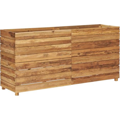 Fioriera rialzata piante fiori giardino 150 x 40 x 72 cm legno di teak riciclato e acciaio 020000914