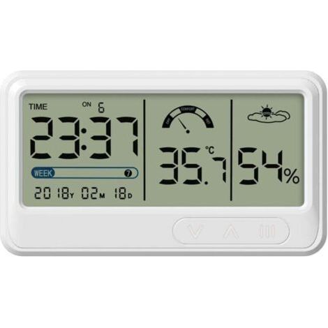 Digital Hygrometer, Thermometer and Electronic Hygrometer with LCD Time and Date Display, Indoor Thermometer-Hygrometer with Stand for Garden Greenhouse. (1/4)
