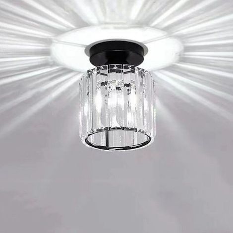 Lustre Moderne Noir Plafonnier En Verre Lampe De Plafond En Cristal Plafonnier Créatif E27 Pour Couloir Bureau Chambre Cuisine Balcon Salle À Manger