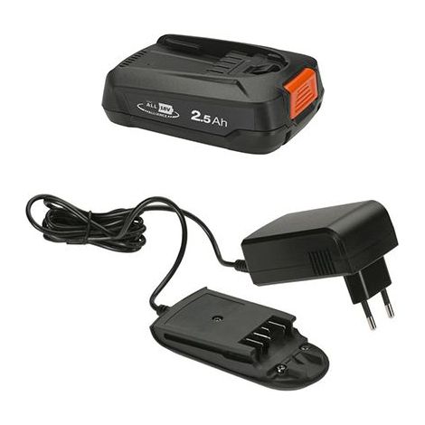 GARDENA Starter Kit P4A: set batteria per tutti gli attrezzi da giardino GARDENA con batteria agli ioni di litio, 1x PBA 18V/45 2,5 Ah, AL 1810 CV, classe energetica A (14910-20) (1/6)