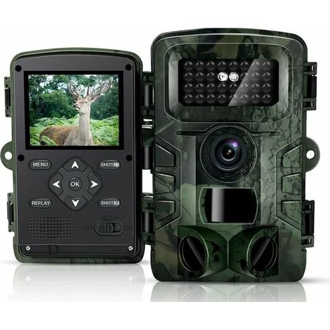 Caméra De Surveillance Extérieure - 1080P HD - Vision Nocturne IR Non-Lumineuse - Détection 120° - IP54 - 30 M Jour / 20 M Nuit - Écran LCD 2,4 Pouces - 8 Piles AA - 1 Pièce