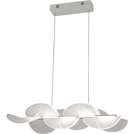 Suspension Led Blanche Sylvie 30 W En Métal Et Méthacrylate, Design Moderne, 4 000 Lumens, Lumière Chaude 3 000 K, Dimmable Avec Coupure De Phase (1/3)