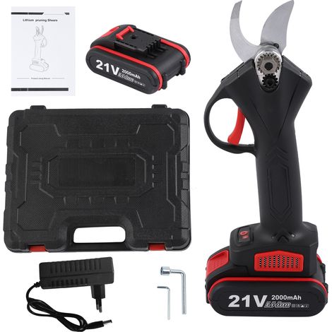 Sécateur électrique sans fil lithium-ion, tailleuse de jardin rechargeable, coupe-branches à batterie, outil de jardinage à main, prise UE 100-240V, cisaille à haies portative. (1/5)