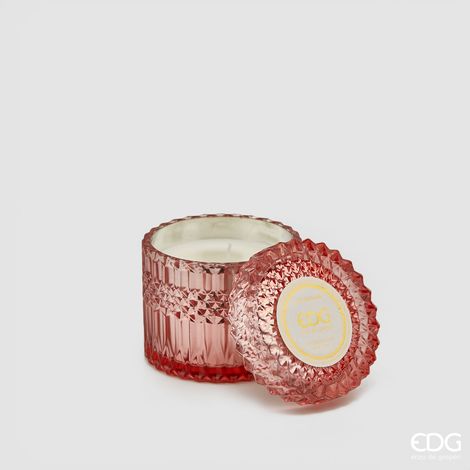 EDG Enzo De Gasperi Candela Crystal con Vaso + Scatola Regalo H 10,5 cm D 10,5 cm Rosa Pink (1/3)